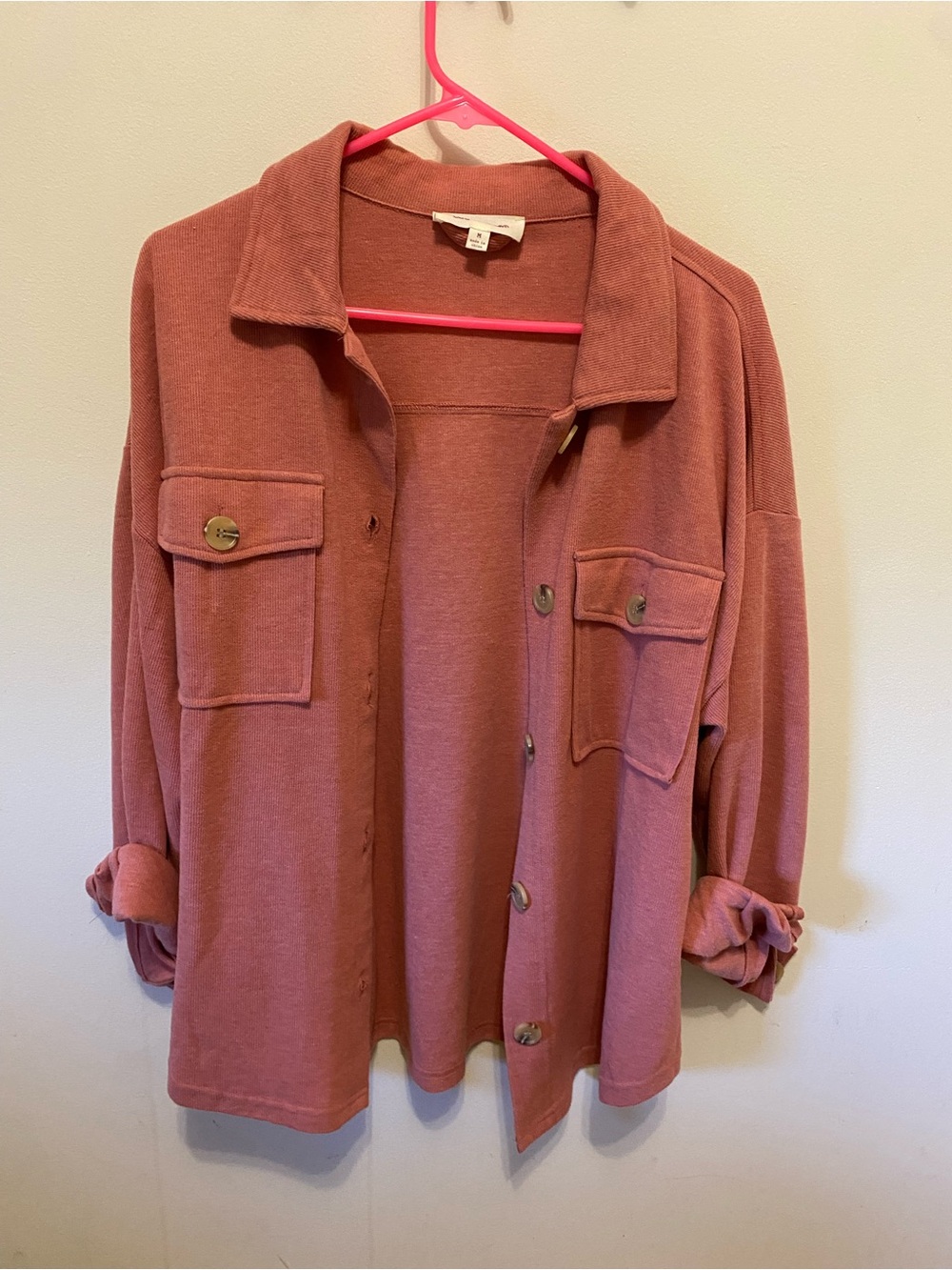 Hippie Rose Dusty Rose Button-Front Shacket size medium